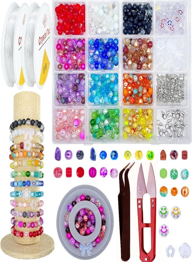 دي آي واي كرافتس مجموعة خرز متنوعة غير مصنفة، مجموعة صنع أساور من الخرز الكريستالي وغيرها، خرز زجاجي لصنع المجوهرات، مجموعة أساور من الخرز، خرز كريستالي، مجموعة صنع مجوهرات للبنات 8-12 قطعة :- (260) - Image 1